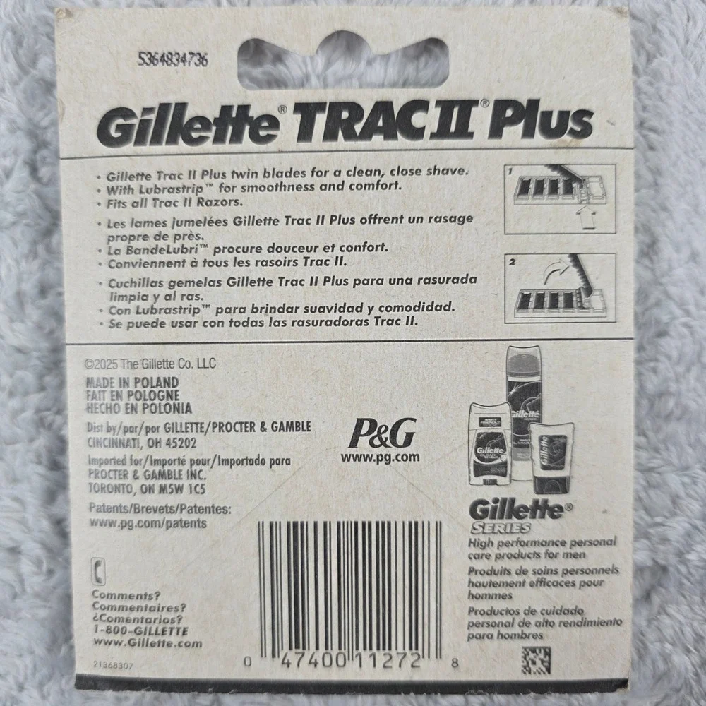 Gillette Trac II Plus Razor Blade Cartridges 10 Count Mens Grooming Refill